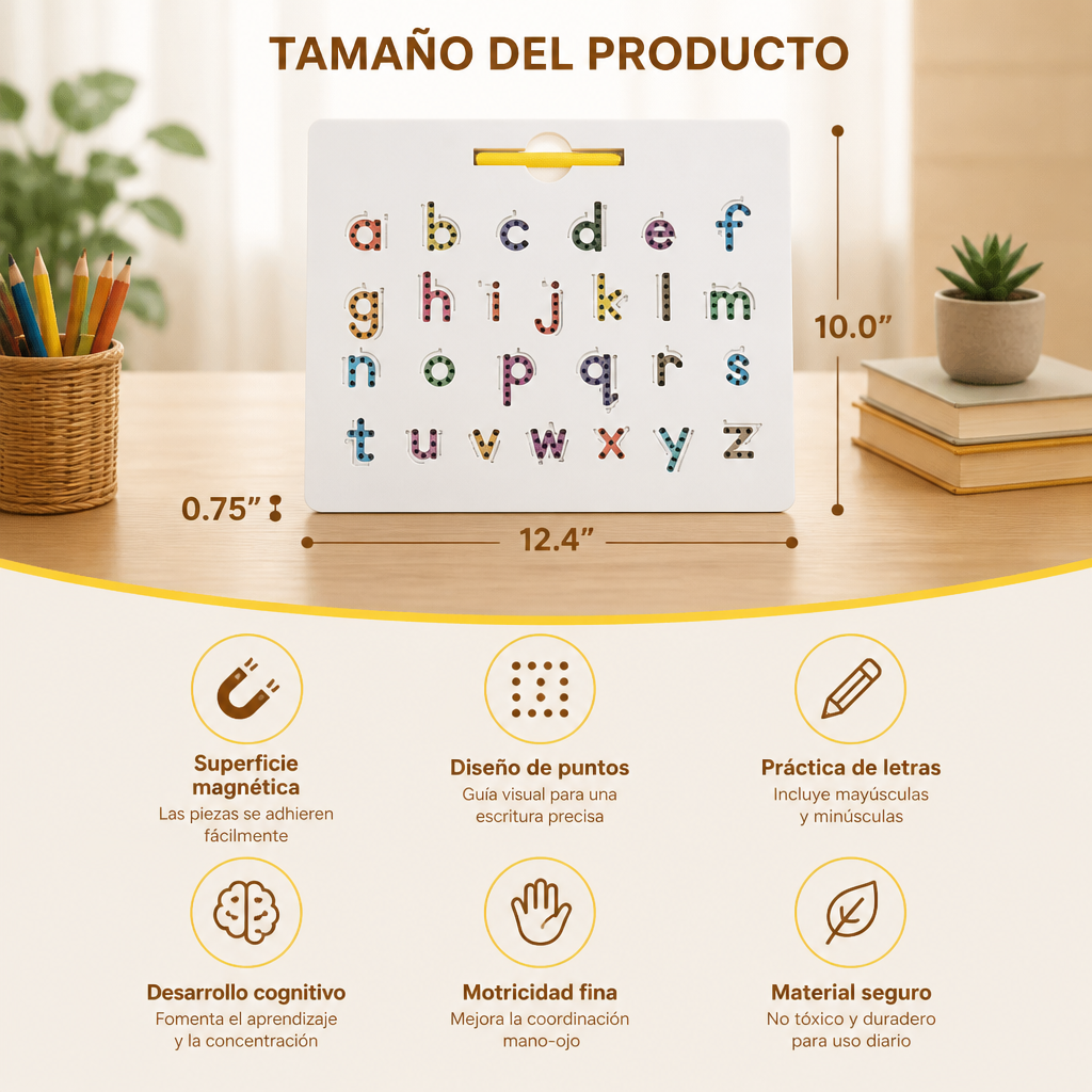 Pizarra Magnética 2 en 1 para Practicar la Escritura de Letras Mayúsculas y Minúsculas