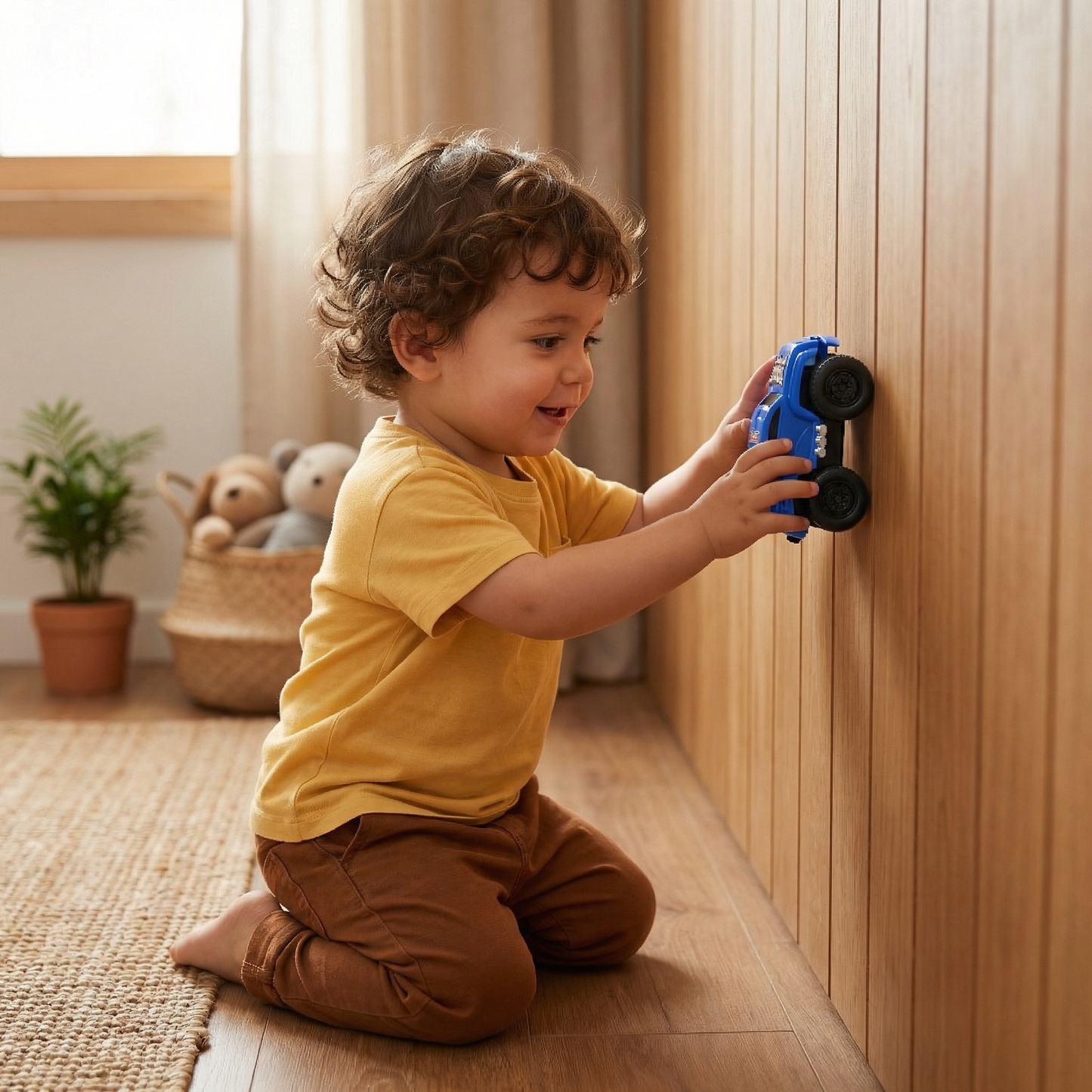 Minicoches de juguete para niños pequeños ⎜ Vehículos inerciales para gatear en interiores y desarrollar la motricidad fina