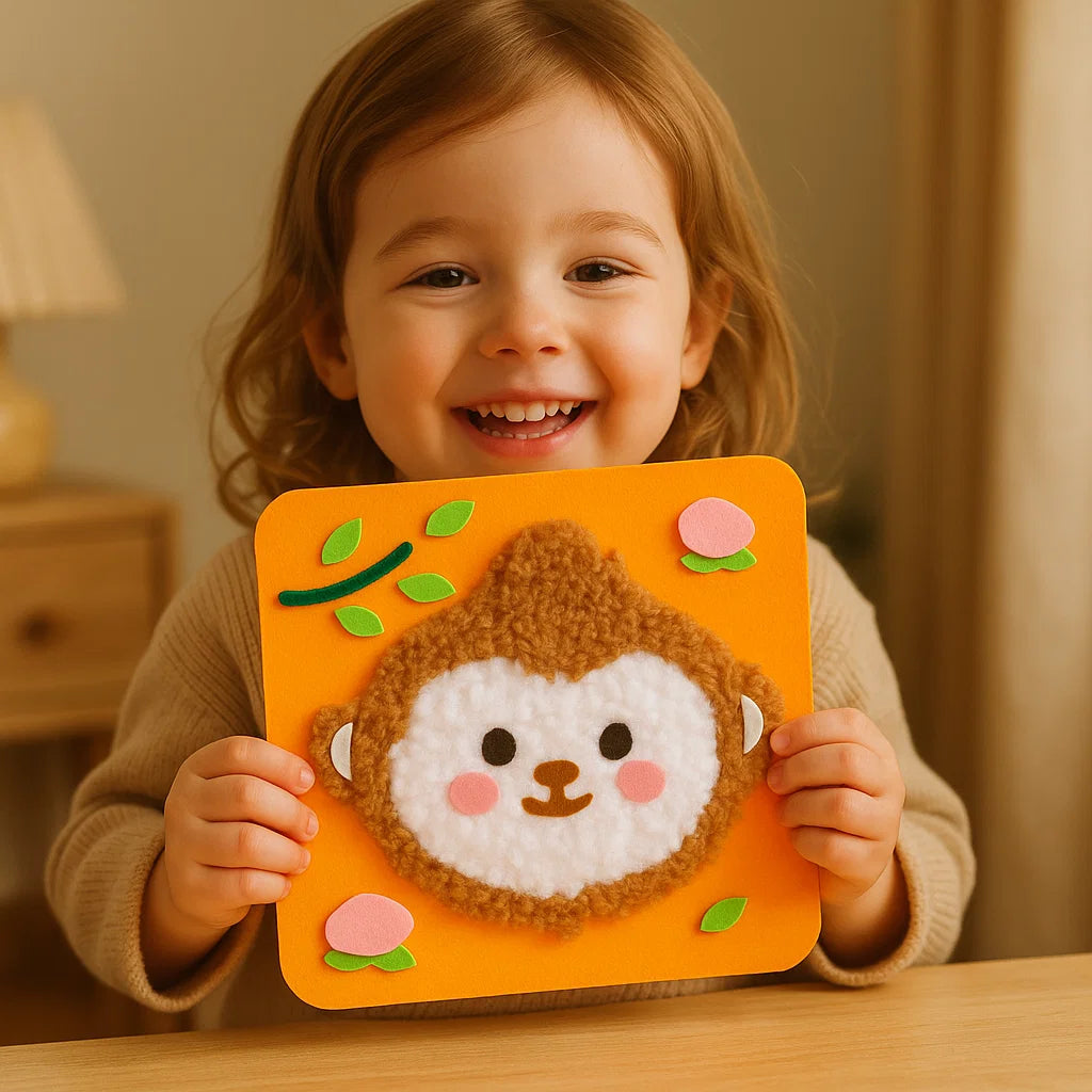 Kit de manualidades de animales DIY para niños ⎜ Set de materiales creativos hechos a mano con pegatinas de dibujos animados