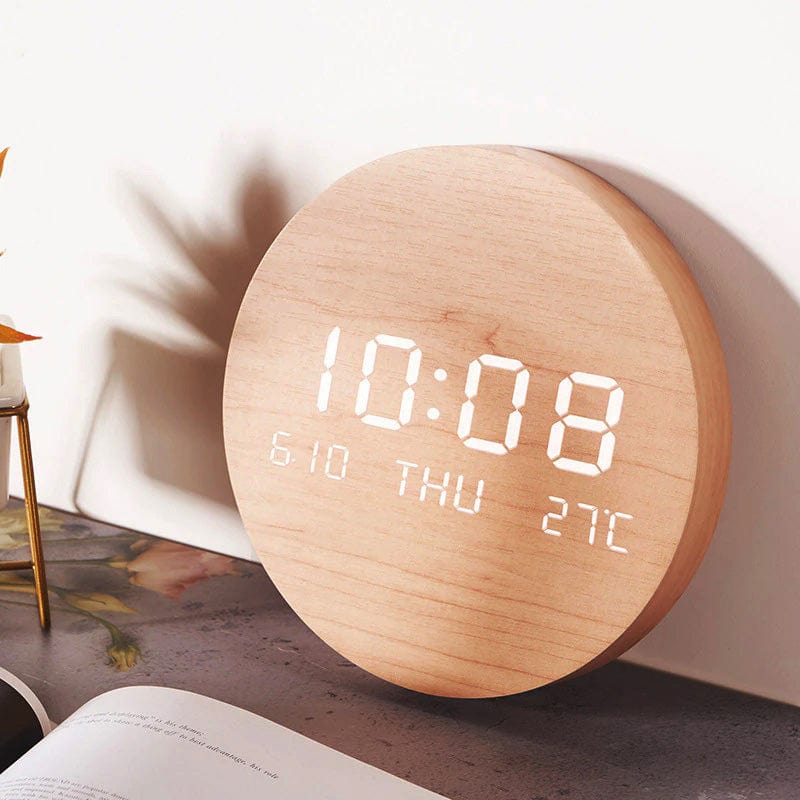Reloj De Pared De Inspiración Nórdica Con Pantalla Digital - Elegante Reloj De Madera Para Su Hogar Reloj De Pared De Inspiración Nórdica Con Pantalla Digital