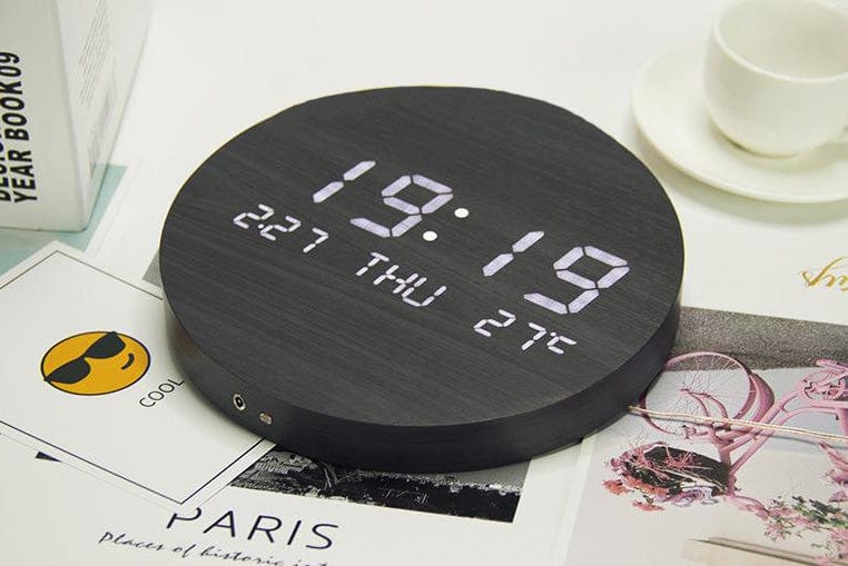 Reloj De Pared De Inspiración Nórdica Con Pantalla Digital - Elegante Reloj De Madera Para Su Hogar Reloj De Pared De Inspiración Nórdica Con Pantalla Digital