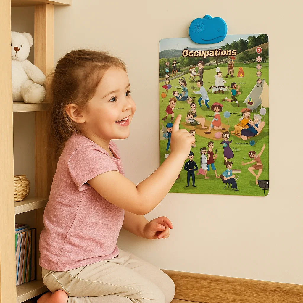 Tabla de pared de sonidos interactivos para niños | Aprende palabras y sonidos en inglés a través de una divertida exploración visual
