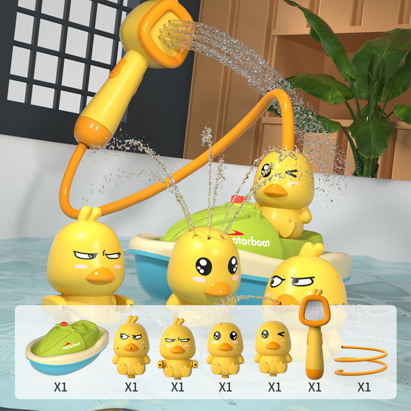 Juego de juguetes de baño para bebés | Divertidos patos rociadores de agua con lancha motora para jugar interactivamente en el baño los patos rociadores de agua con lancha motora para jugar interactivamente en el baño