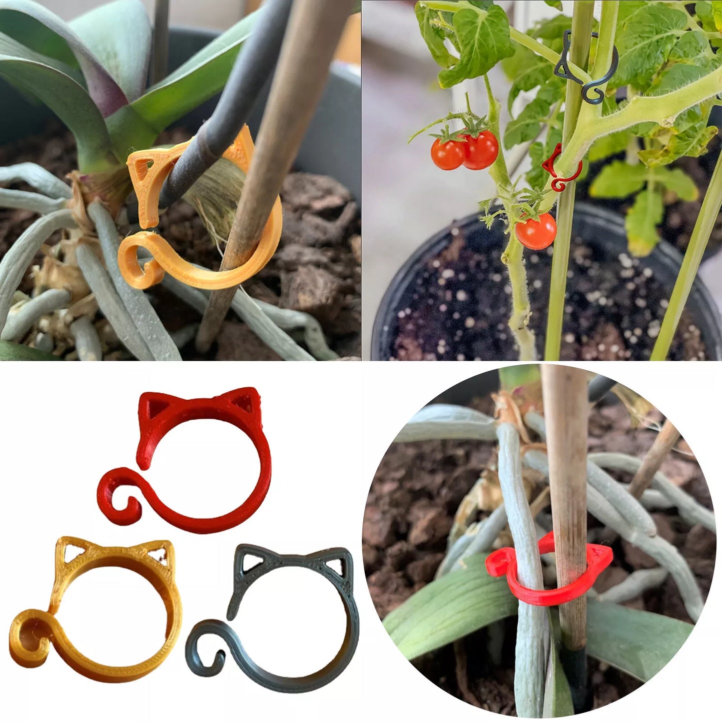Pinza para Plantas con Forma de Gato - Simpático Soporte para Plantas de Jardín y de Interior
