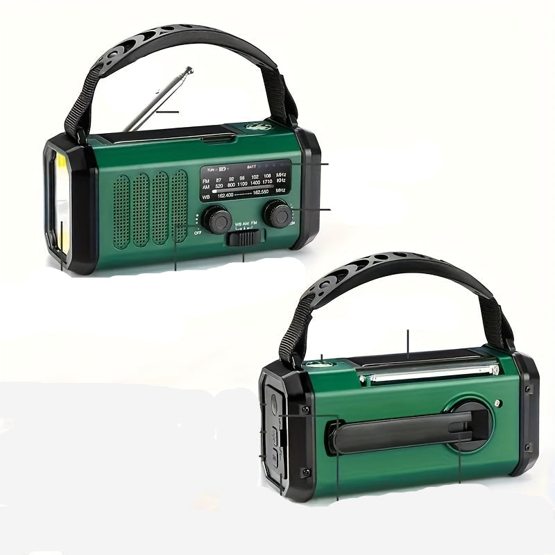 Radio Solar de Emergencia con Powerbank - Radio de Manivela con Linterna Led para Camping y Exteriores