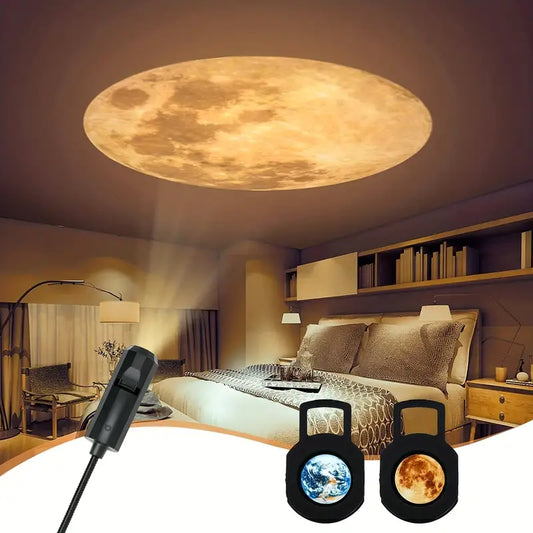 Lámpara De Proyección De La Tierra Y La Luna - Iluminación De Techo Atmosférica Para Su Hogar