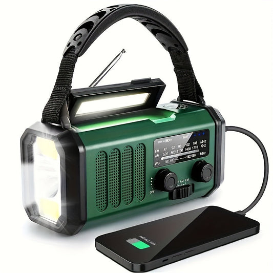 Radio Solar de Emergencia con Powerbank - Radio de Manivela con Linterna Led para Camping y Exteriores