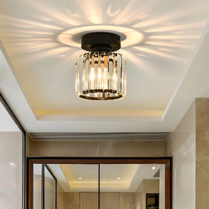 Moderna Lámpara De Techo De Cristal Con Detalles En Dorado Y Negro : Iluminación Con Estilo Para Su Hogar Luz De Techo De Cristal Con Detalles En Dorado Y Negro