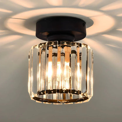 Moderna Lámpara De Techo De Cristal Con Detalles En Dorado Y Negro : Iluminación Con Estilo Para Su Hogar Luz De Techo De Cristal Con Detalles En Dorado Y Negro