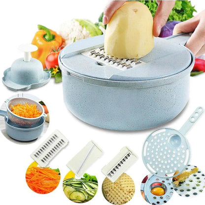 Multifuncional Cortador De Verduras Con Tamiz - Rallador De Cocina 3 En 1 Para Verduras Y Frutas | Práctico Ayudante De Cocina Con Bandeja Recogegotas Preparado Para El Uso Diario