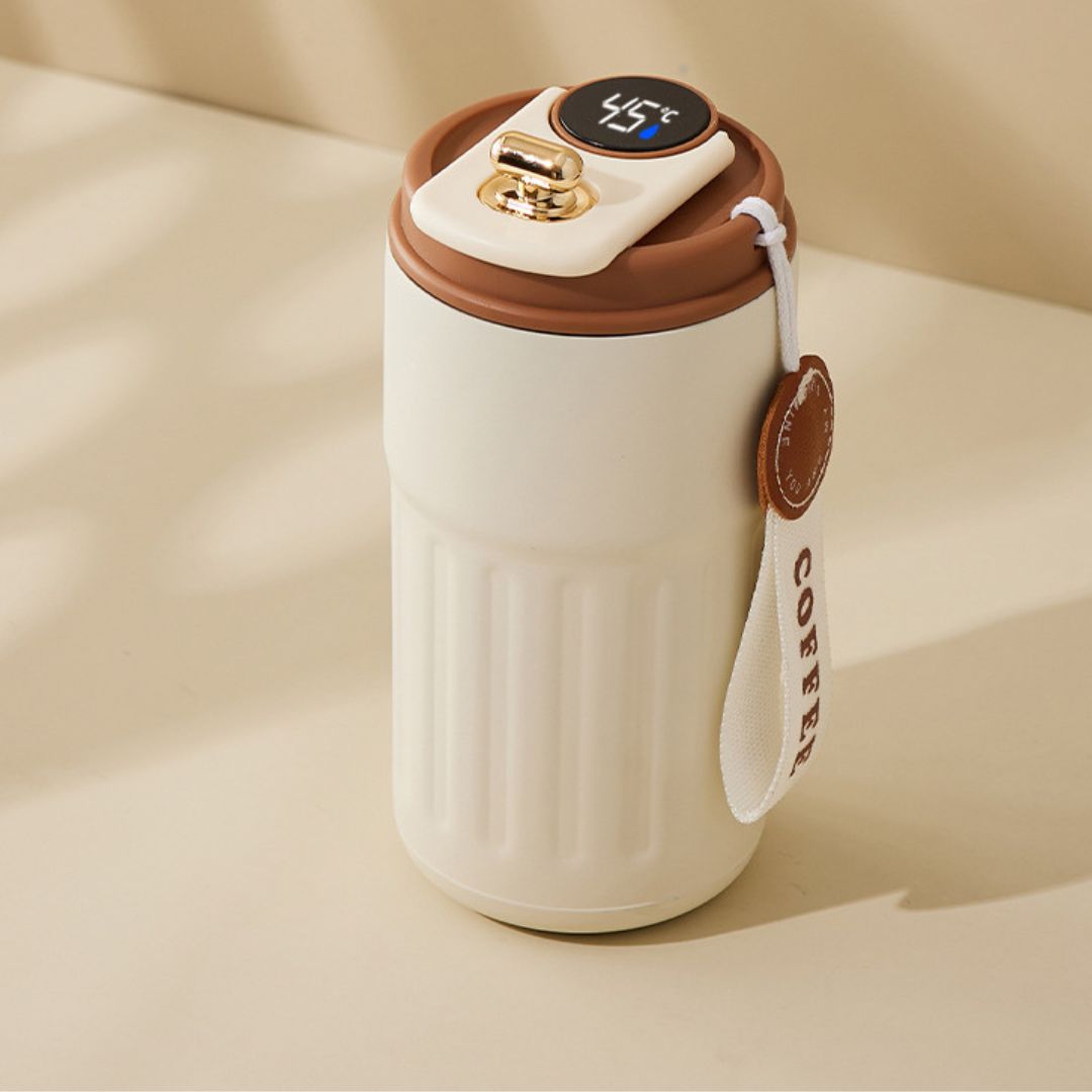 Taza de Café de Acero Inoxidable con Indicador Led de Temperatura 450 Ml