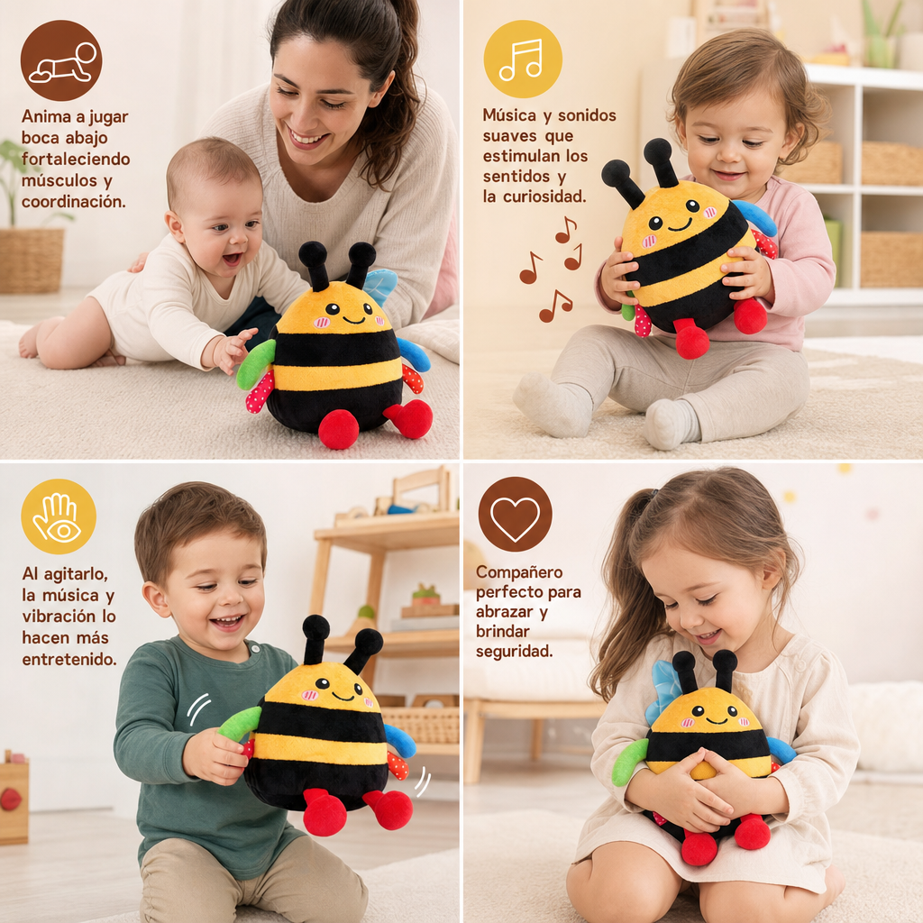 Abeja de Peluche Musical Interactiva para Jugar Boca Abajo