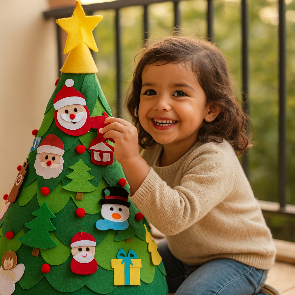 Montessori 3D árbol de Navidad de fieltro