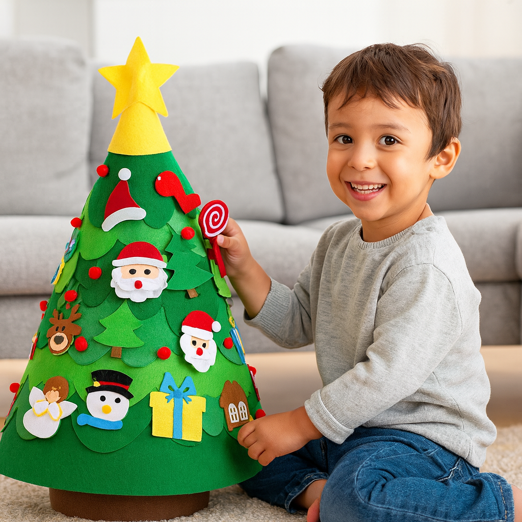 Montessori 3D árbol de Navidad de fieltro