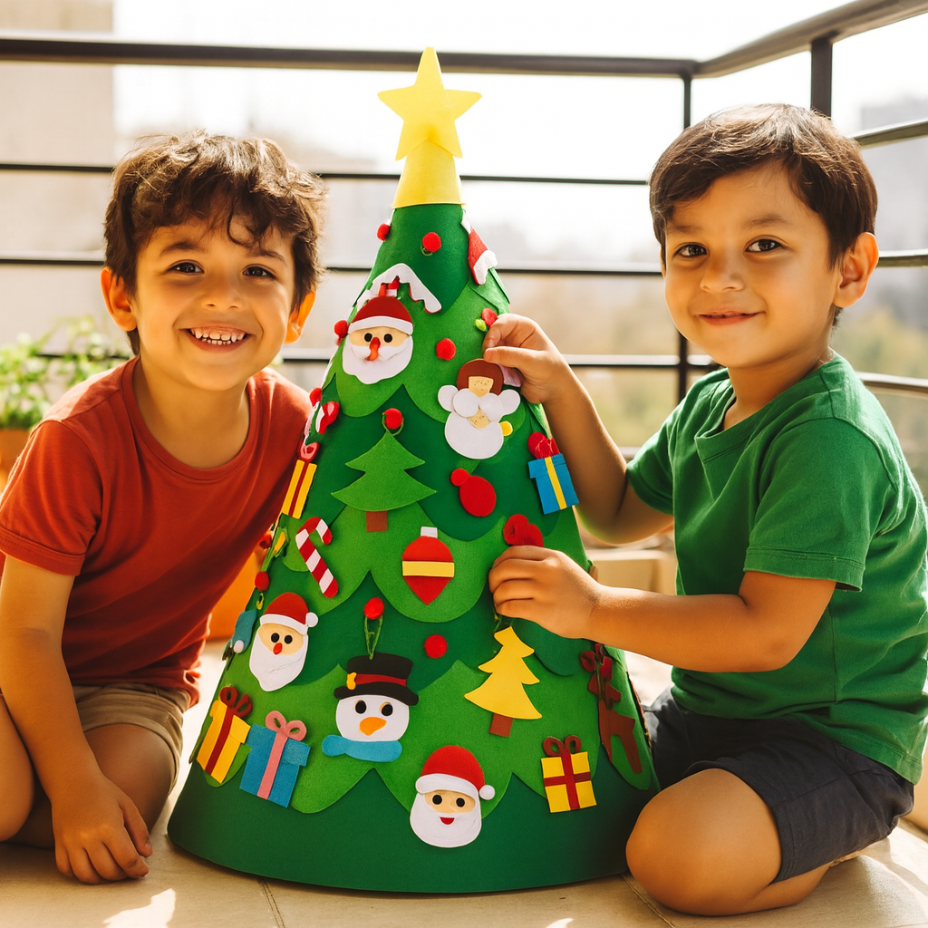 Montessori 3D árbol de Navidad de fieltro