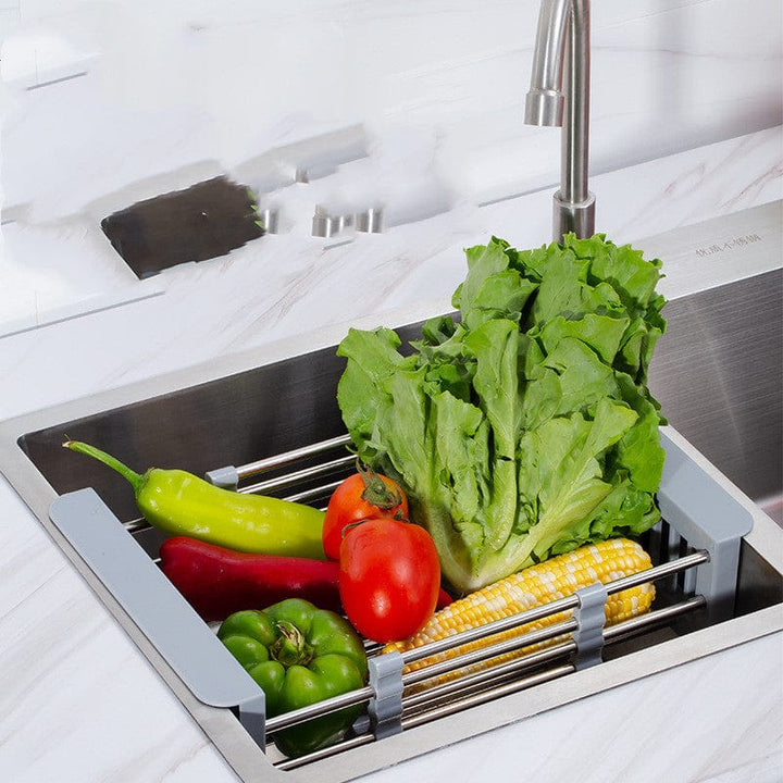 Rejilla Extensible Para Escurrir En El Fregadero : Soporte Para Vajilla Y Verdura Que Ahorra Espacio En La Cocina Para Escurrir En El Fregadero : Soporte Para Vajilla Y Verdura Que Ahorra Espacio
