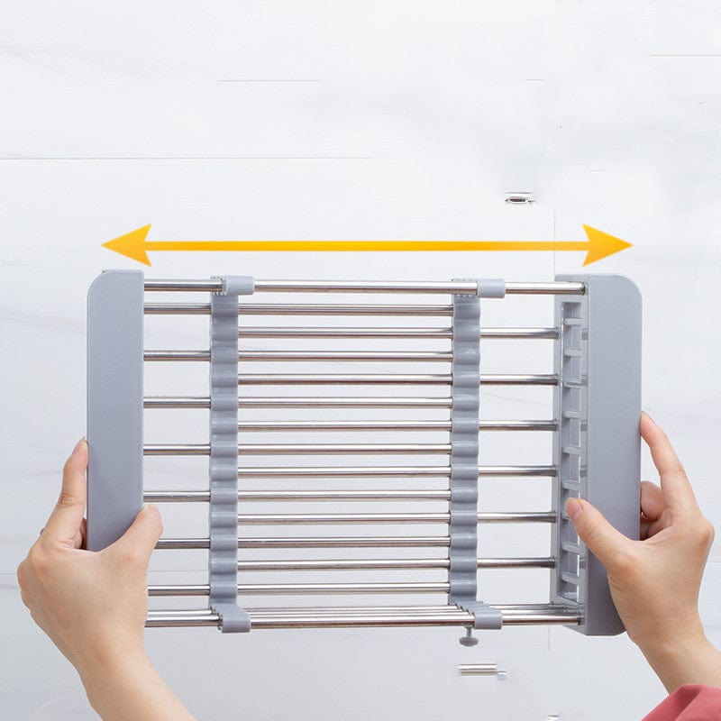 Rejilla Extensible Para Escurrir En El Fregadero : Soporte Para Vajilla Y Verdura Que Ahorra Espacio En La Cocina Para Escurrir En El Fregadero : Soporte Para Vajilla Y Verdura Que Ahorra Espacio
