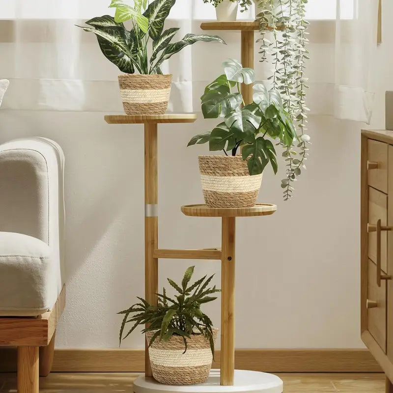 Cestas Decorativas Para Plantas Hechas De Hierba Marina En Un Set De 3 - Macetas Tejidas A Mano Con Inserción De Lámina