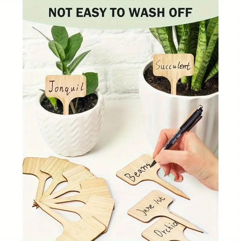 Etiquetas De Madera Para Plantas Para El Jardín Y El Balcón - Etiquetas Regrabables Para Hierbas Y Plantas
