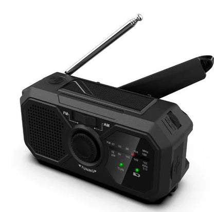 Radio De Emergencia Portátil Con Panel Solar Y Manivela De Mano - Recepción Fm / Am Y Función De Banco De Energía