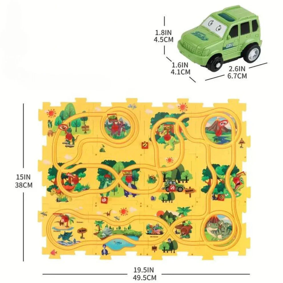 Estera de juego de pista de rompecabezas para niños | Juego de suelo interactivo con caminos conectables para la diversión de carreras imaginativas