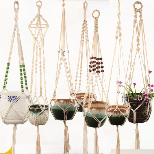 Colgador de Macramé Hecho de Cuerda de Algodón - Suspensión con Estilo para Macetas
