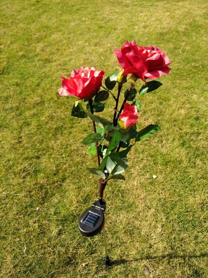 Luces de Rosas Alimentadas por Energía Solar - Enchufe de Jardín con Panel Solar para Iluminación Decorativa