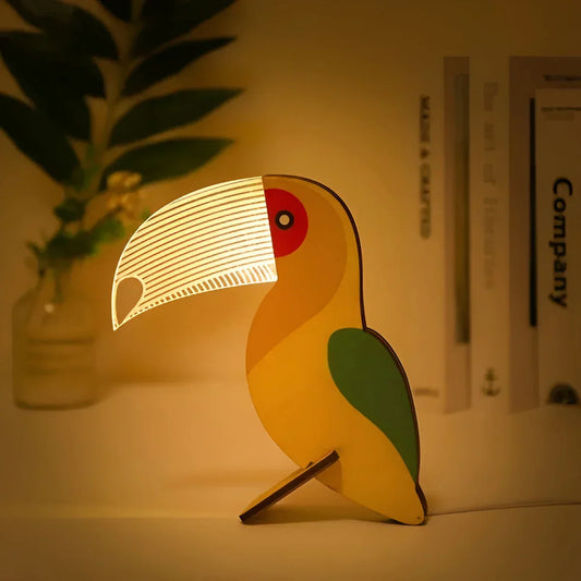 Lámpara de Sobremesa con Figura de Animal de Madera