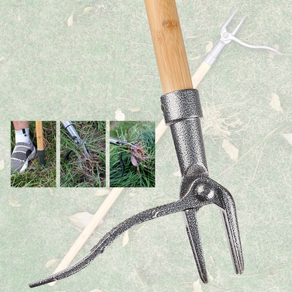 Extractor de Malas Hierbas con Cabeza de 4 Garras - Eficaz Herramienta de Jardín de Hierro para la Eliminación de Raíces