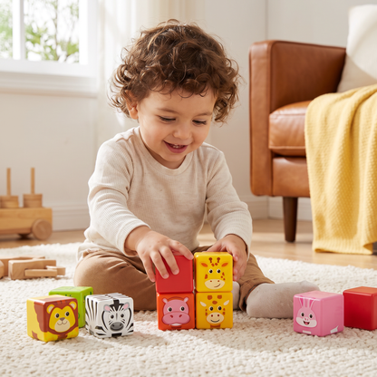 Bloques magnéticos de construcción con animales de safari de 4,2 cm seguros para niños pequeños – bloques de aprendizaje STEM