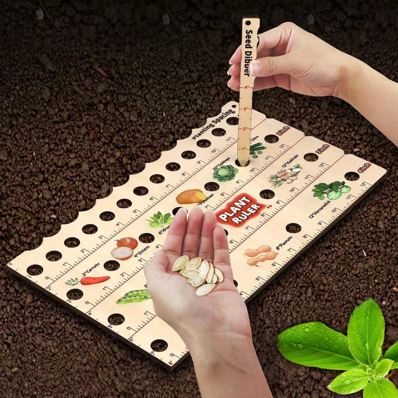 Regla De Madera Para Plantar - Herramienta Multifuncional Para Medir Semillas En El Jardín Regla De Madera Para Plantar - Herramienta Multifuncional Para Medir Semillas En El Jardín