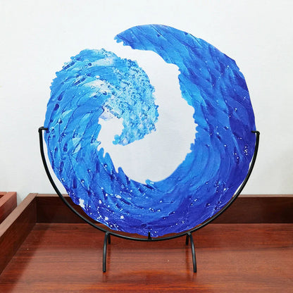 Escultura de Vidrio de una Ola de Mar