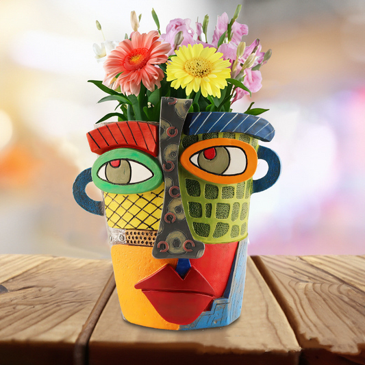 Maceta Con Cara De Colores - Decoración Creativa Para El Hogar Y El Jardín Decoración Creativa Para El Hogar Y El Jardín