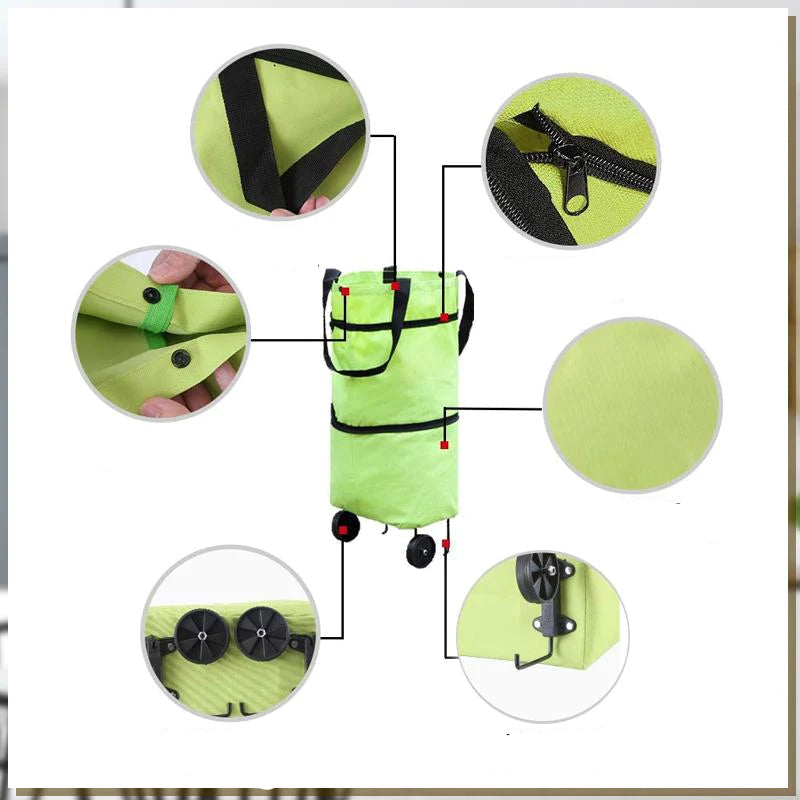 Bolsa De La Compra Plegable 2 En 1 Con Ruedas Bolsa De La Compra Plegable 2 En 1