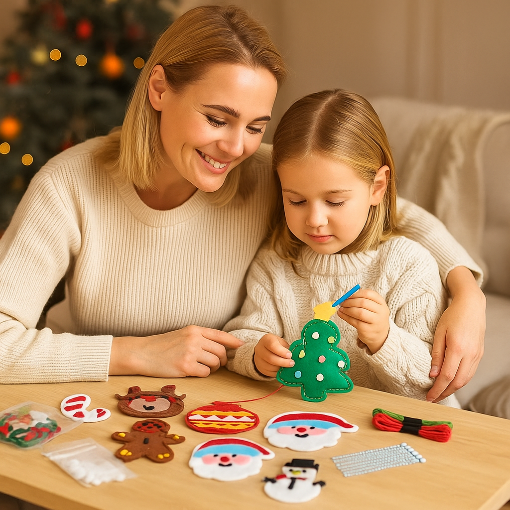 Conjunto navideño de fieltro seguro para coser tú mismo