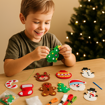 Conjunto navideño de fieltro seguro para coser tú mismo