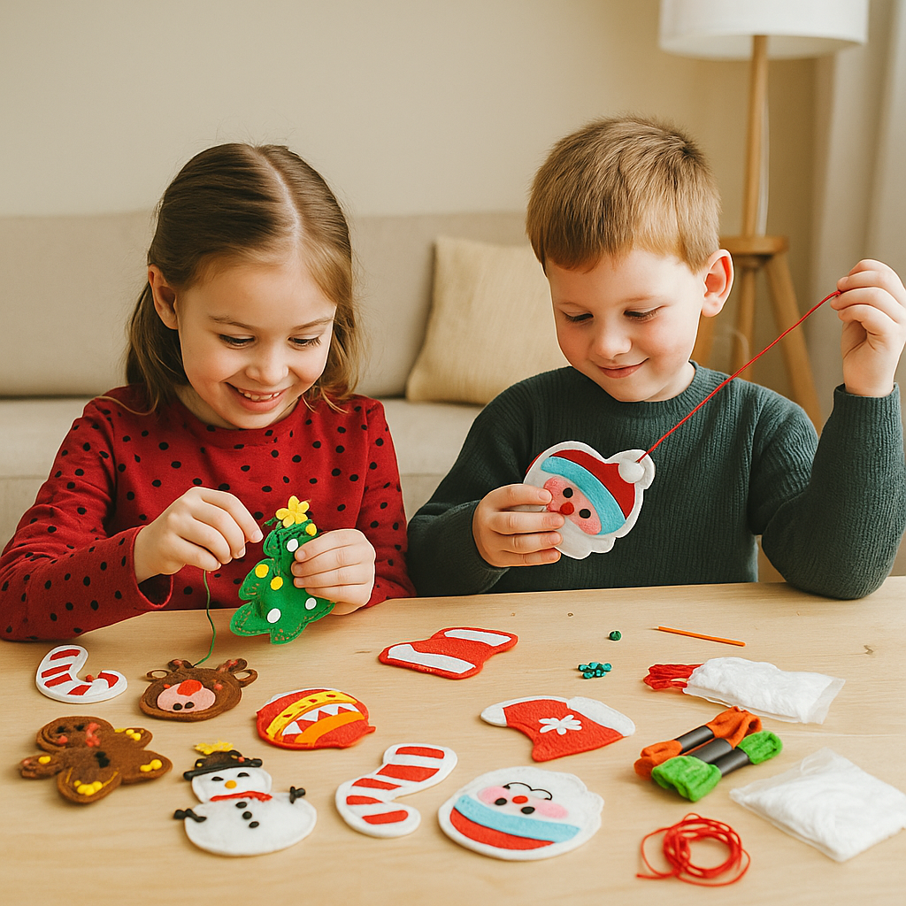 Conjunto navideño de fieltro seguro para coser tú mismo