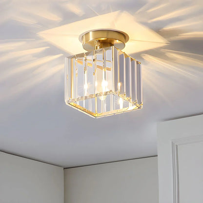 Moderna Lámpara De Techo De Cristal Con Detalles En Dorado Y Negro : Iluminación Con Estilo Para Su Hogar Luz De Techo De Cristal Con Detalles En Dorado Y Negro