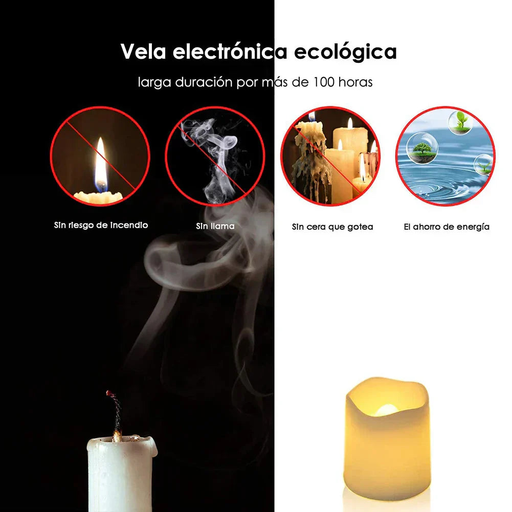 Velas De Té Led Alimentadas Por Batería Con Efecto De Parpadeo Blanco Cálido Las Velas De Té Led Con Efecto De Parpadeo Blanco Cálido