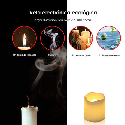 Velas De Té Led Alimentadas Por Batería Con Efecto De Parpadeo Blanco Cálido Las Velas De Té Led Con Efecto De Parpadeo Blanco Cálido