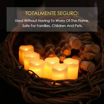 Velas De Té Led Alimentadas Por Batería Con Efecto De Parpadeo Blanco Cálido Las Velas De Té Led Con Efecto De Parpadeo Blanco Cálido