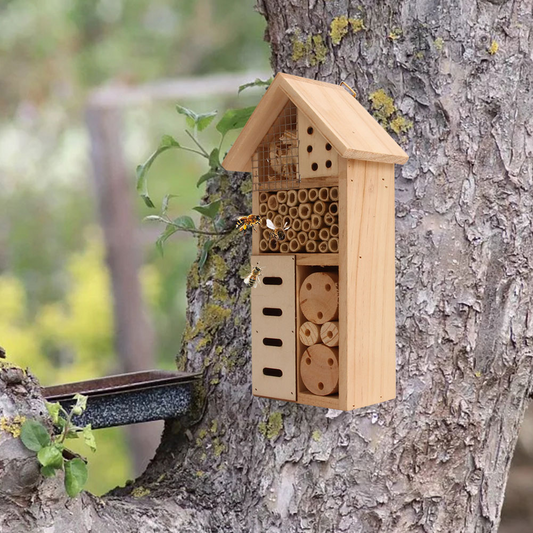 Casa de Madera para Insectos - Hábitat Apícola e Insectívoro para el Jardín y el Patio
