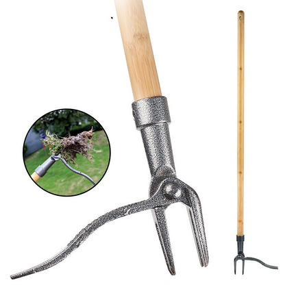 Extractor de Malas Hierbas con Cabeza de 4 Garras - Eficaz Herramienta de Jardín de Hierro para la Eliminación de Raíces
