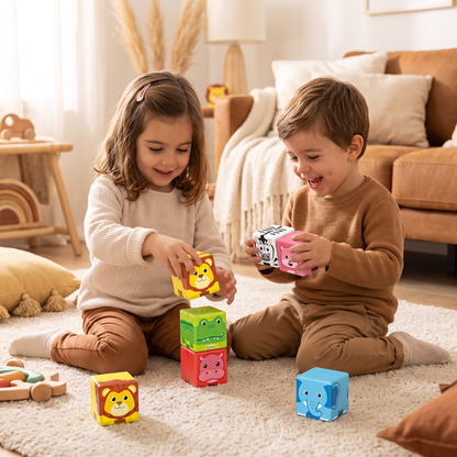 Bloques magnéticos de construcción con animales de safari de 4,2 cm seguros para niños pequeños – bloques de aprendizaje STEM