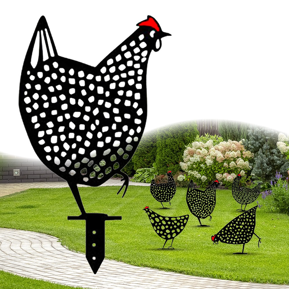 Gallinas Decorativas de Metal - Juego de Enchufes de Jardín para Uso en Exteriores las Gallinas Son Muy Divertidas