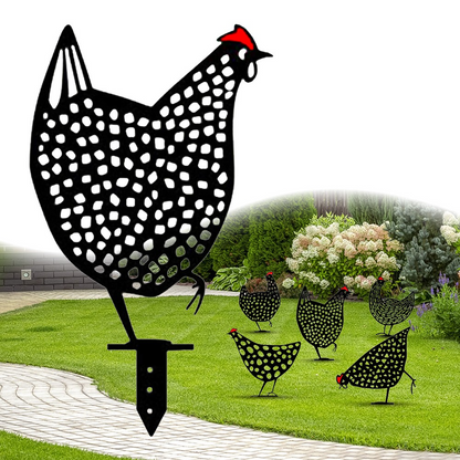 Gallinas Decorativas de Metal - Juego de Enchufes de Jardín para Uso en Exteriores las Gallinas Son Muy Divertidas
