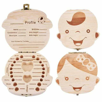 Caja De Dientes De Madera Para Recuerdos Preciosos - Con Espacio Para Dientes De Leche Y Datos Personales