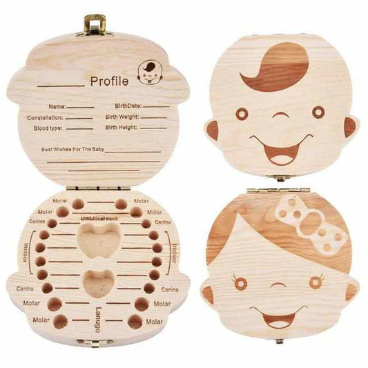 Caja De Dientes De Madera Para Recuerdos Preciosos - Con Espacio Para Dientes De Leche Y Datos Personales