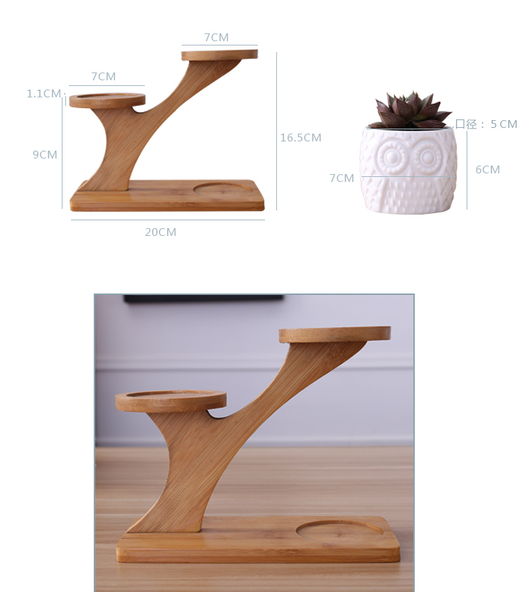 Macetero Decorativo de Madera - Macetas con Diseño de Búho para Suculentas y Plantas de Interior