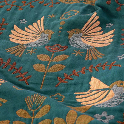 Manta Escandinava Reversible con Diseño de Pájaros